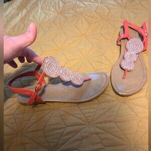 Madeline Stuart Cordoba Jeweled Sandals Ankle Strap Thong